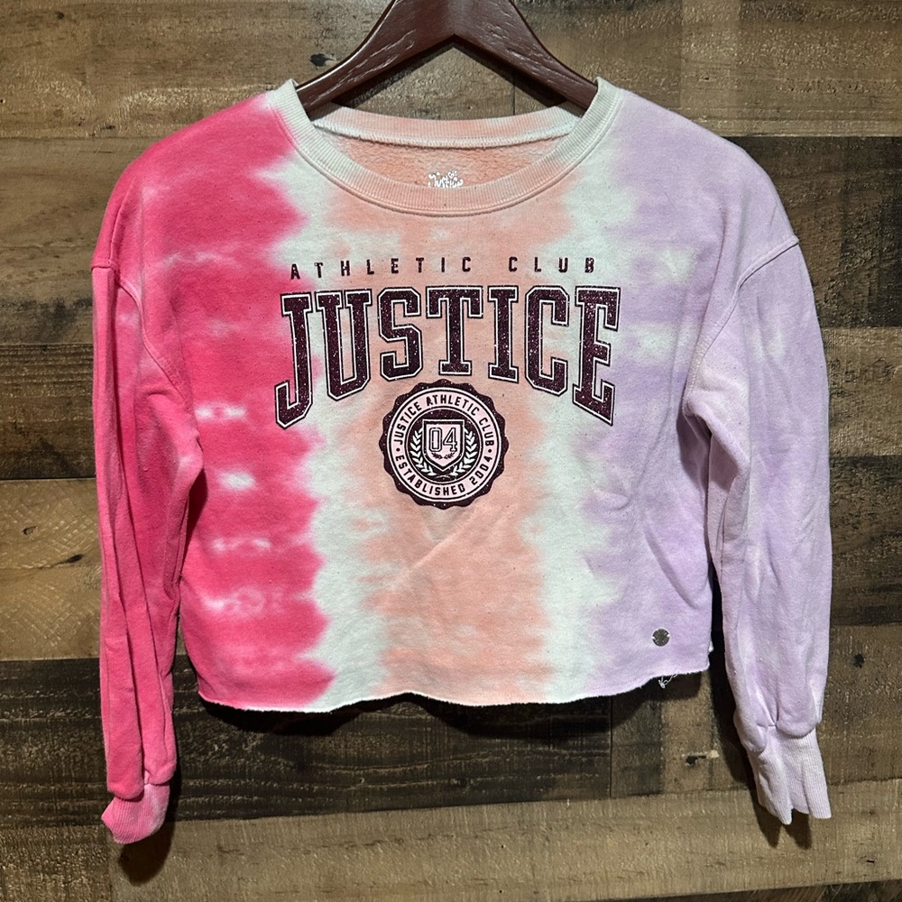 Justice girls cropped sweatshirt medium tye dye